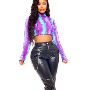 Mesh long sleeve crop top